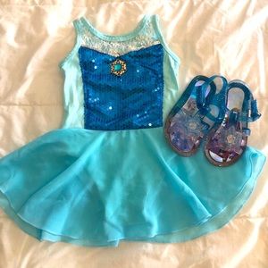 Frozen Gymnastics Ballet Costume Leotard & Shoes